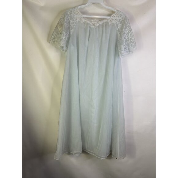 Vintage 60s Sheer Nylon Lace Full Sweep Negligee Pignoir USA - Picture 8 of 10